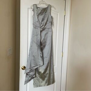 Karen Millen Silver Origami Satin Dress - U.S. Size 6 Evening Gown